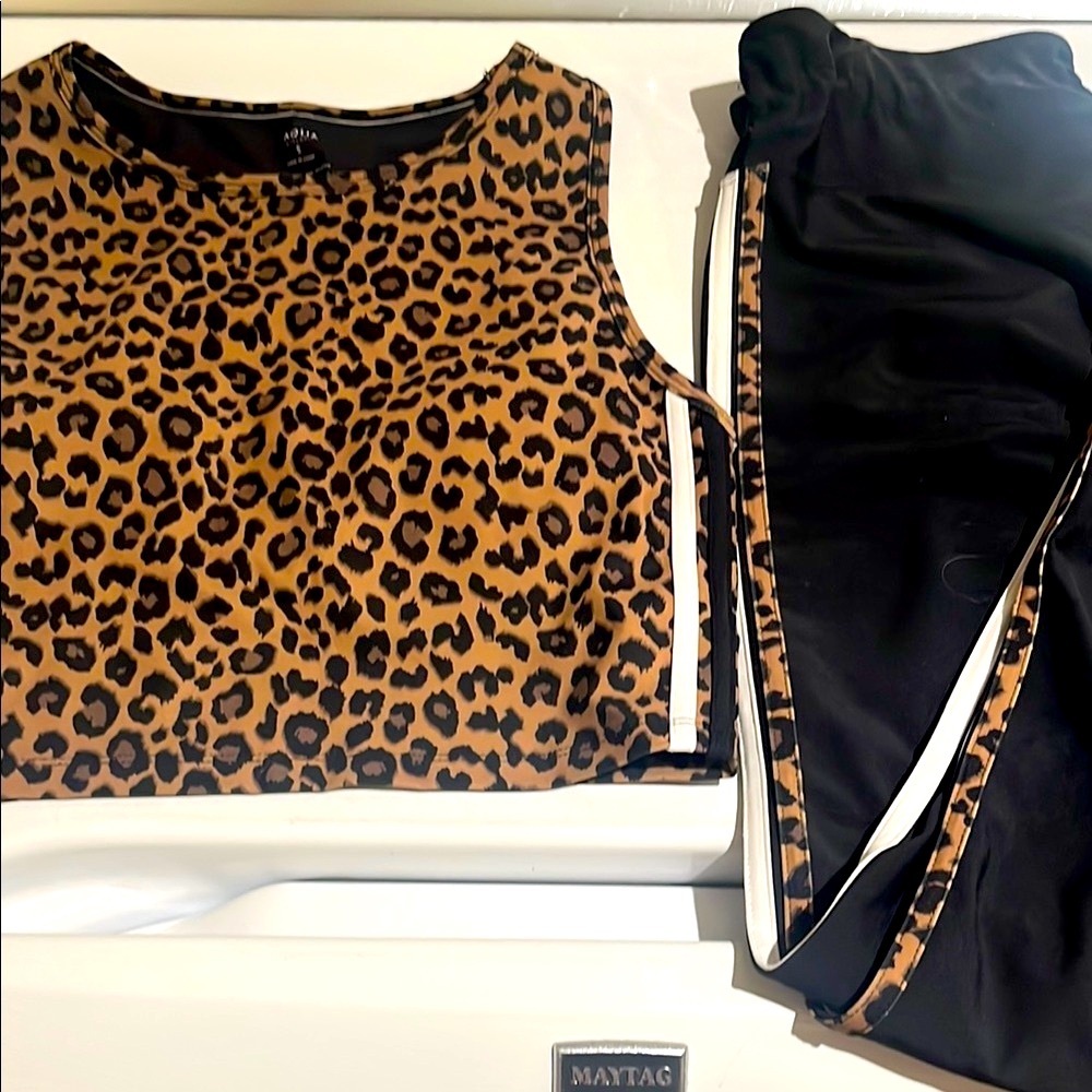 Aqua Brown and Black Crop Top